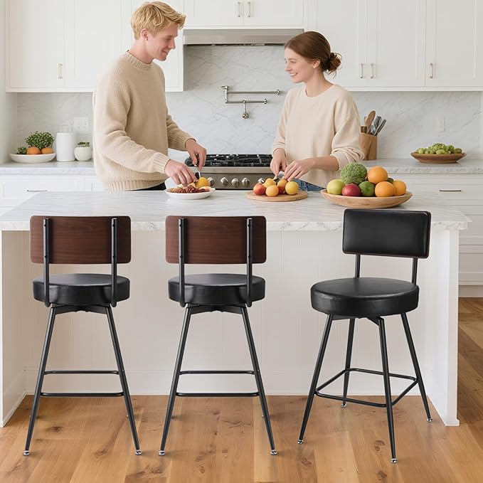 Bar Stools, 25 Inch Swivel Counter Height Bar Stools Set of 2 - Image 8