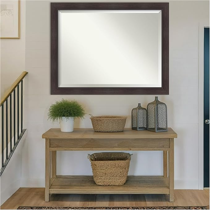 Amanti Art Brown Wall Mirror 36x46 Sloped Espresso Rectangle Bathroom Mirror - Image 5