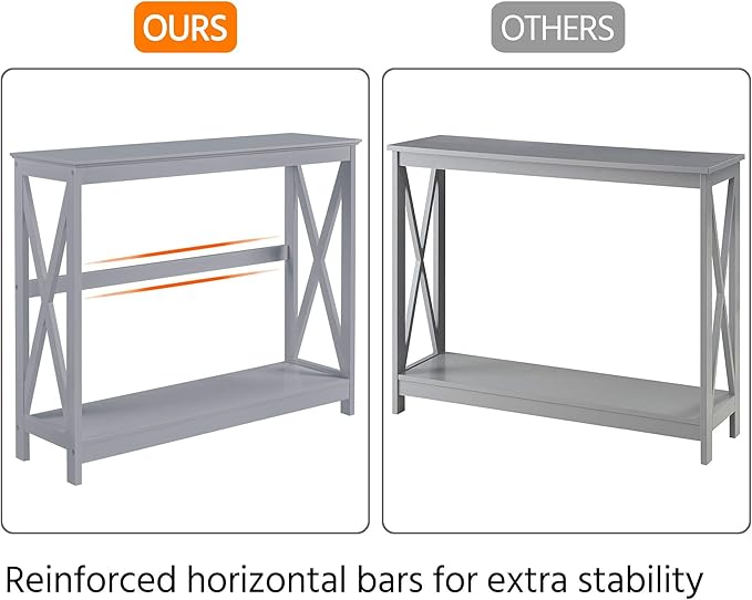 Yaheetech Console Table for Entryway, 2 Tier Narrow Sofa Table Bookshelf Accent - Image 7