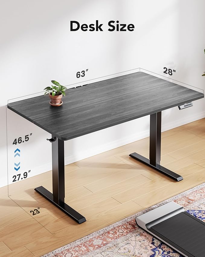 HUANUO 63" x 28" Electric Standing Desk Adjustable Height, 4 Memory Height - Image 3