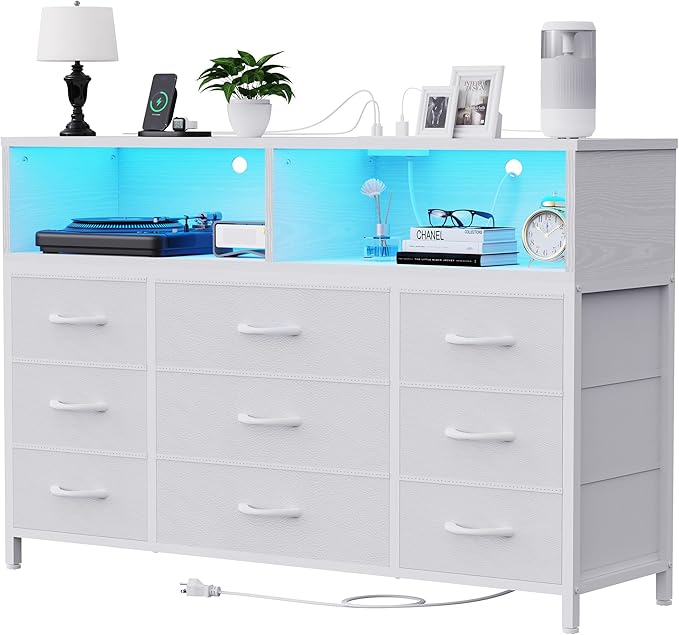 White Dresser for Bedroom, Led Dresser TV Stand - Image 3