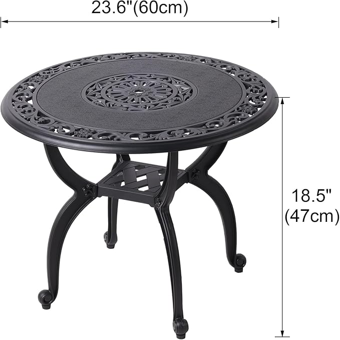 Cast Aluminum Side Table for Outdoor Patio, Balcony - Image 3