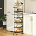 6 Tier Slim Storage Cart with Handle, Rolling Kitchen Laundry Room Storage Cart by ThreeHio