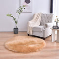 duduta Beige Faux Sheepskin Round Rug 4x4 ft, Fluffy Shag Fur Bedroom Nursery by Duduta