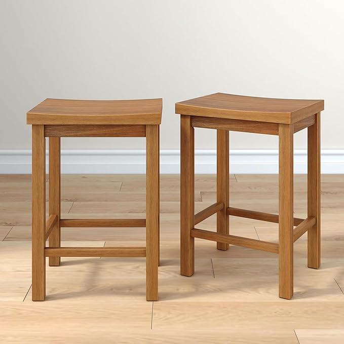 Grain & Grove Smith Collection Set of 2 Solid Wood Counter Height Bar Stools by GrainGrove