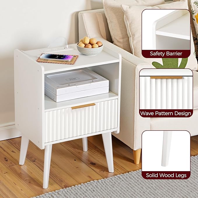 Fluted Nightstand, End Table, Small Modern Bedside Table - Image 8