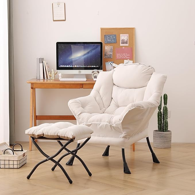Lazy Chair with Ottoman, Modern Chair with Folding Footrest, Lounge Accent Chair - Image 3