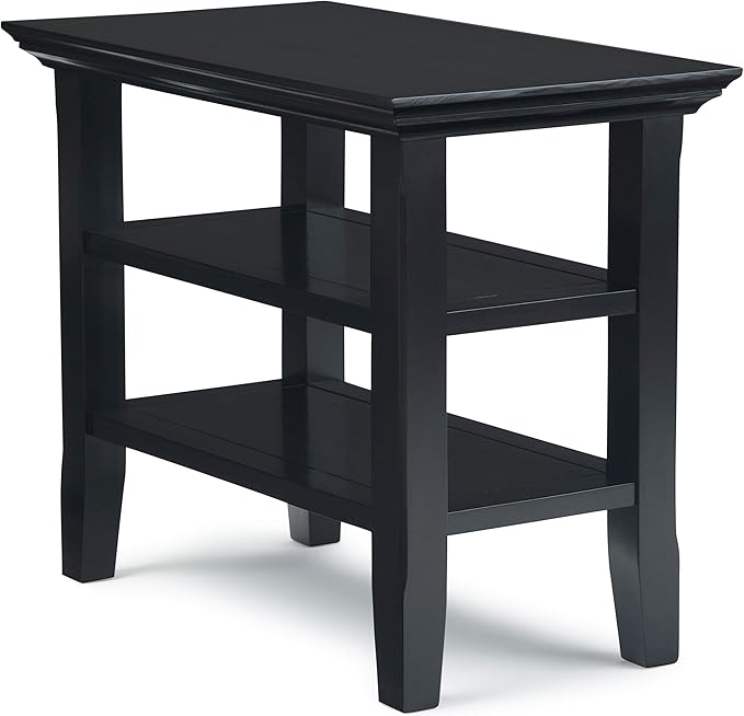 SIMPLIHOME Acadian 14-inch Wide Solid Wood Narrow End Table in Black, by SimpliHome