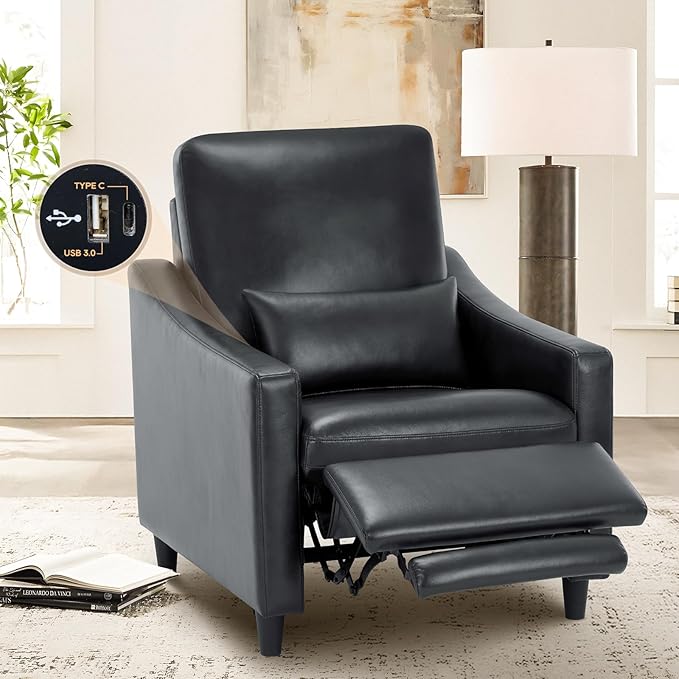 COLAMY Pushback Electric Recliner Chair, Premium Leather Upholstery by COLAMYINC