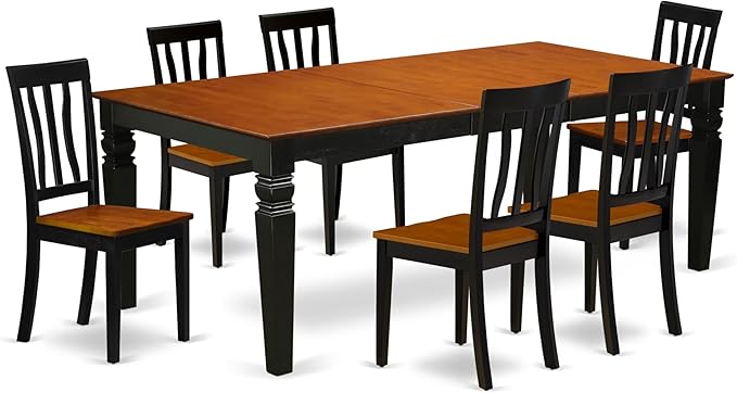 East West Furniture LGAN7-BCH-W 7 Piece Dining Set Consist of a Rectangle by EastWestFurniture