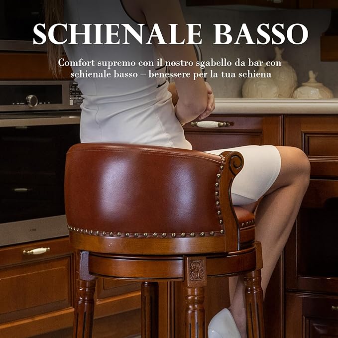 Cow top Leather Wooden Bar Stools, 29.5" Bar Height Bar Chair - Image 5
