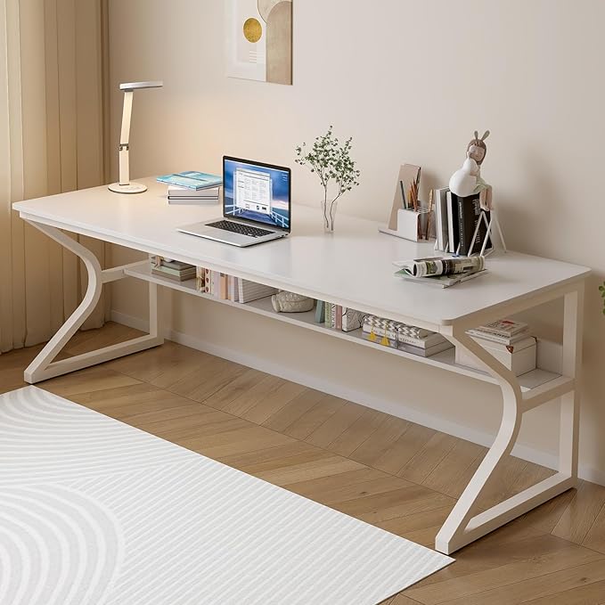 Extra Long Desk with Bookshelf by OSCHF