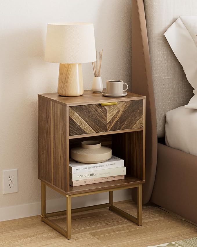 Nightstand, Boho Night Stand Wood Farmhouse Bedside Table - Image 5