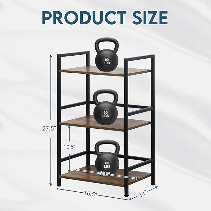 LOFTEY Book Shelf Small Bookshelf, 3 Tier Industrial Short Bookshelf, Metal - Image 2