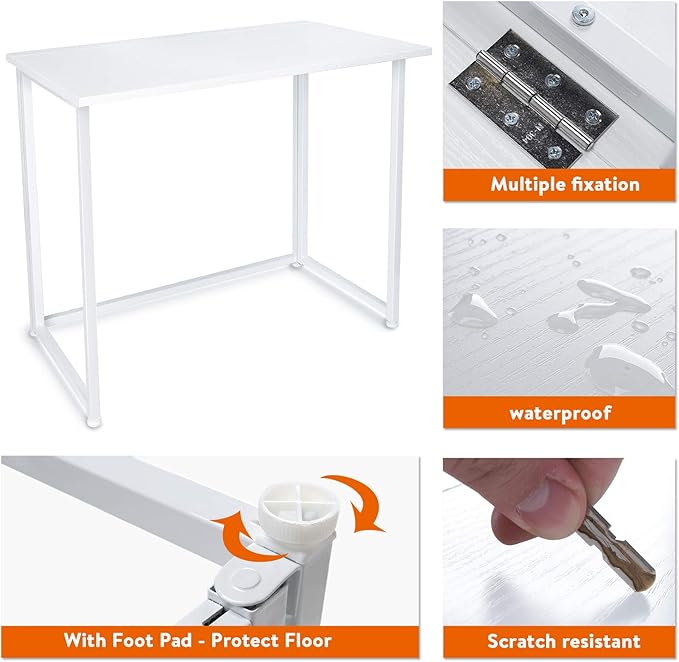 Leopard Folding Computer Desk for Small Spaces, No-Assembly Space-Saving Home - Image 5