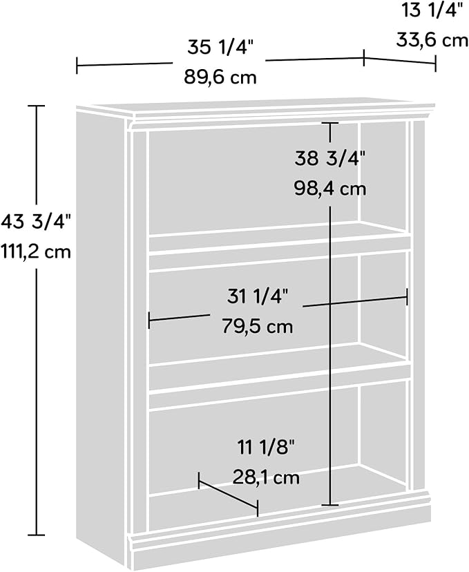Sauder Miscellaneous Storage 3-Shelf Bookcase/ Book shelf, Sindoori Mango finish - Image 3