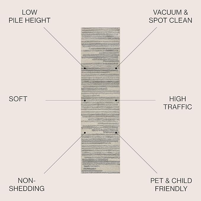 JONATHAN Y Khalil Modern Berber Stripe Cream/Gray Runner Rug, Contemporary - Image 3