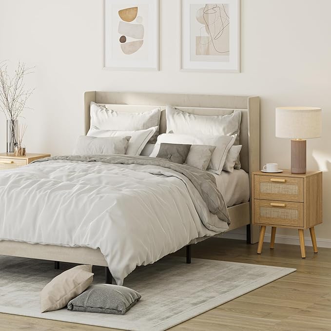 Masupu Rattan Night Stand, Modern nightstand Boho Bedside Table - Image 7