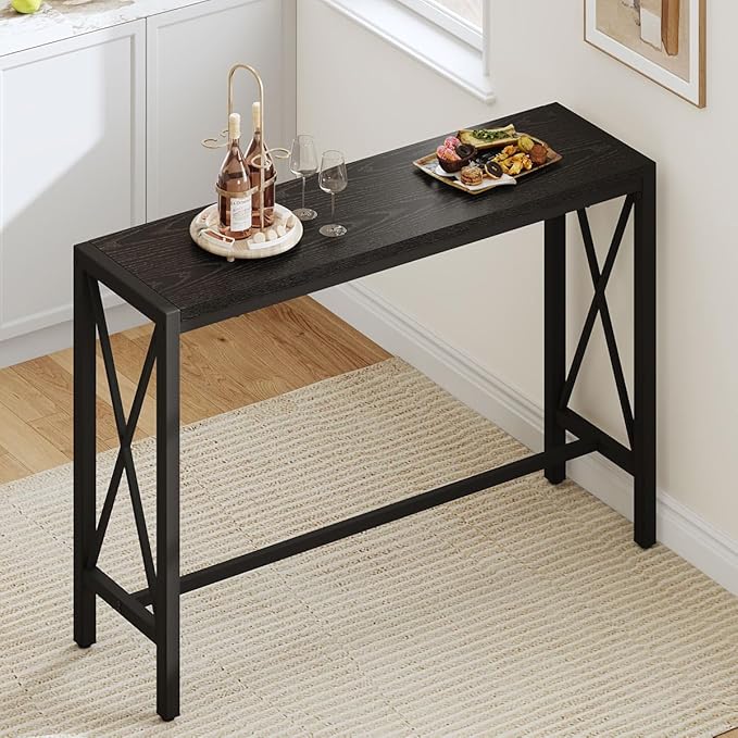 BON AUGURE Bar Table, 55 in Counter Height Pub Table, Tall Narrow Behind Couch - Image 9