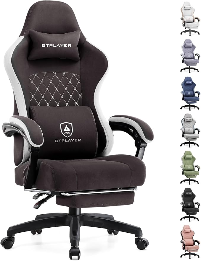 GTPLAYER Gaming Chair with Footrest Fabric Office Chair with Pocket Spring by GtracingDirect