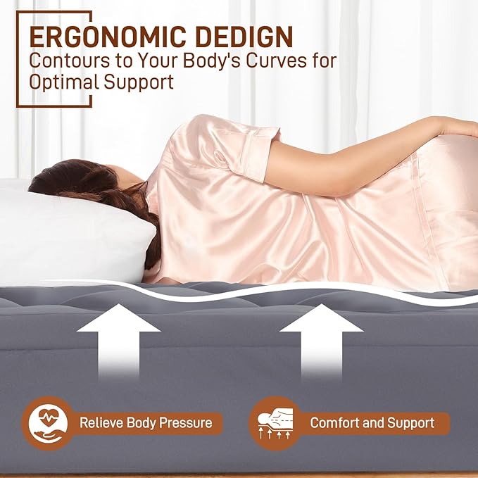 4 Inch Pillow Top Memory Foam Mattress Topper Queen, Dual Layer 2 Inch Gel - Image 4