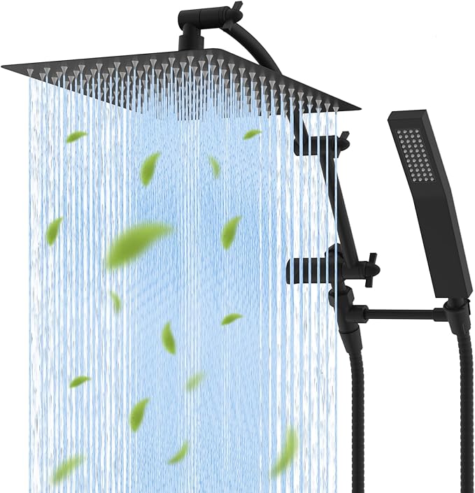 Hibbent All Metal 12'' Rainfall Shower Head, Dual Shower Head Combo, High by Hibbent