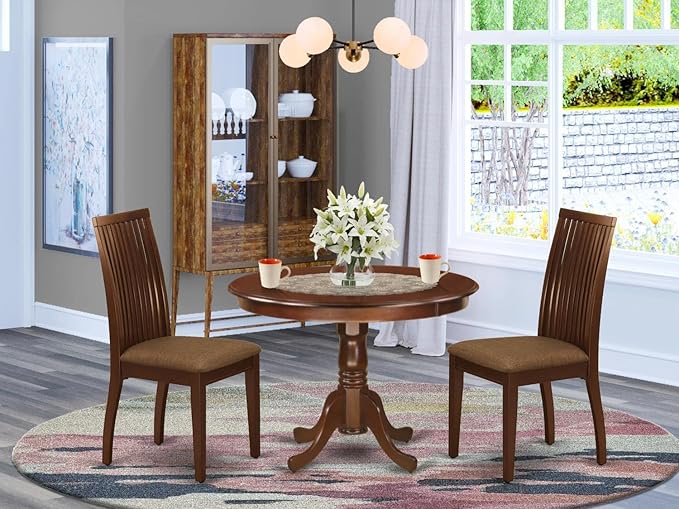 East West Furniture HLIP3-MAH-C 3 Piece Dining Room Furniture Set Contains a - Image 7