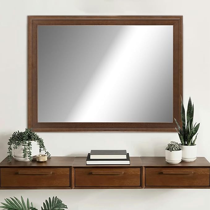CULER Rustic Wood Wall Mirror for Bathroom, Rectangle 24 x 36 inch Hanging - Image 3