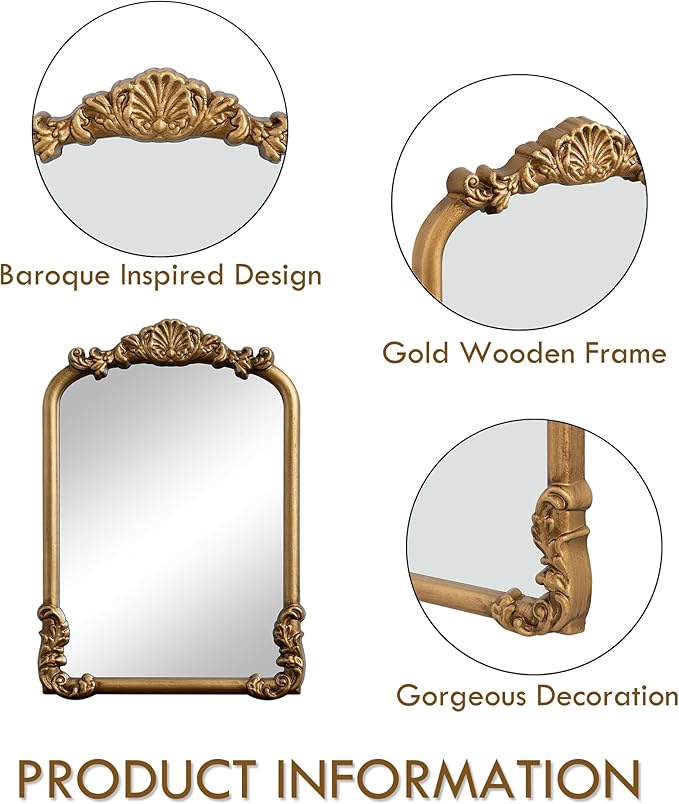 Vintage Vanity Mirror Small Gold Makeup Desk Mirror - Image 2