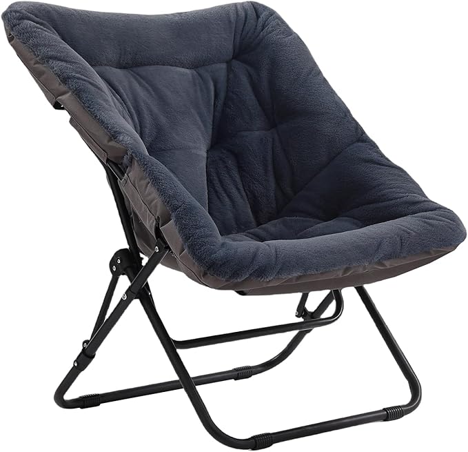 Tiita Comfy Folded Chair, Soft Faux Fur Oversized Folding Accent Chair by TiitaHome