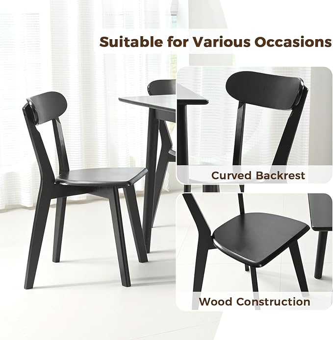 DELAVIN Soild Wood Dining Chairs Set of 6, Mid Century Oak Wood Kitchen Chairs - Image 6