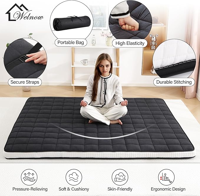 Welnow Japanese Futon Floor Mattress, Twin Size Thick Tatami Mat Portable & - Image 6