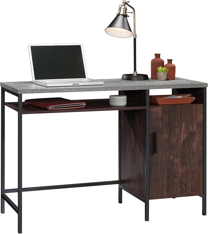Sauder Market Commons Single Pedestal Desk, Rich Walnut Finish - Image 6