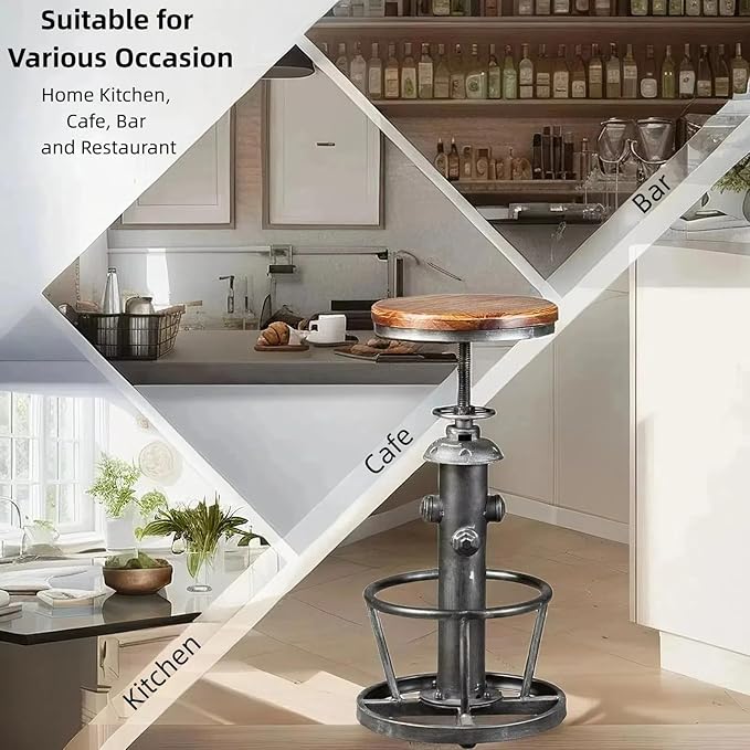 Swivel Bar Stool Industrial Coffee Kitchen Dining Chair Fire Hydrant Design - Image 5