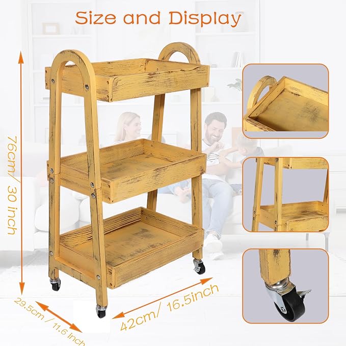 3-Tier Rolling Utility Cart - Image 2