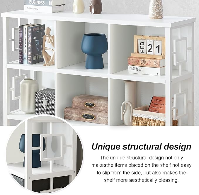 HOMISSUE 6 Cube Storage Organizer Shelf, Rustic Short Bookshelf - Image 4