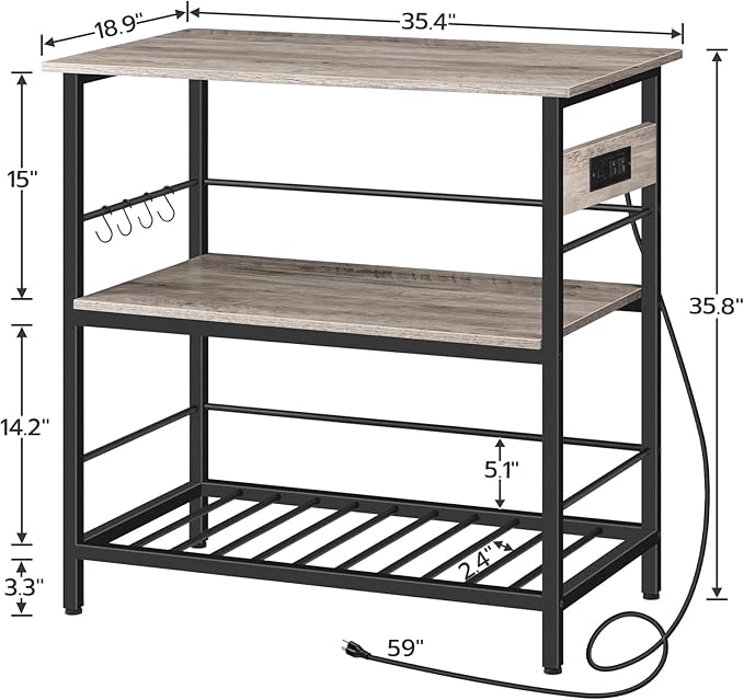 HOOBRO Kitchen Island with Storage, Kitchen Island Table with Power Outlet - Image 3