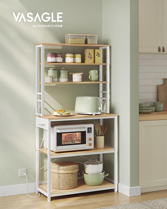 VASAGLE Bakers Rack with Power Outlet, 31.5 Inches Coffee Bar - Image 2