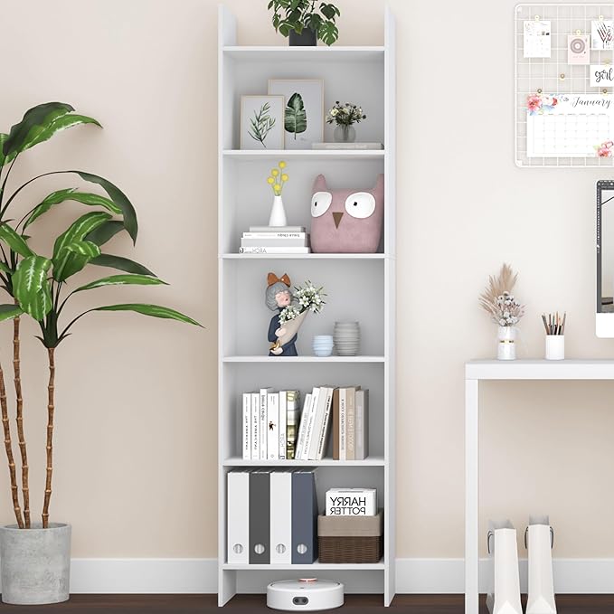 6-Tier Bookshelf, 66.9 Inches Floor Standing Bookcase, Display Storage Shelf by Hzuaneri