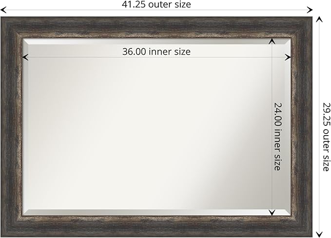 Amanti Art Brown Wall Mirror 29x41 Bark Rustic Char Rectangle Bathroom Mirror - Image 4