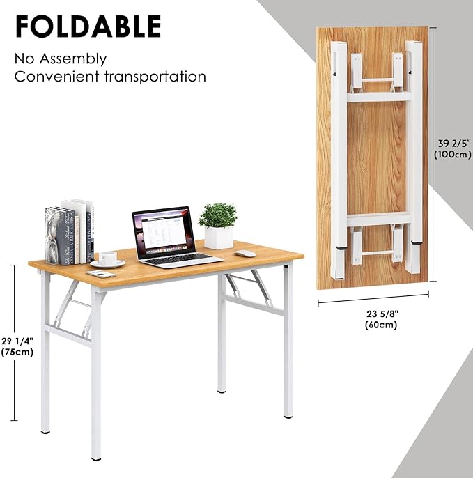 Need Folding Desk for Home Office 39-3/8 inch Length Modern Folding Table - Image 3