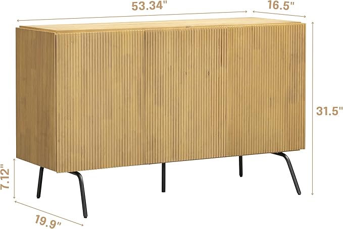 NTC Veil Modern Sideboard with 3 Doors, Buffet Cabinet with Vertical Groove - Image 2
