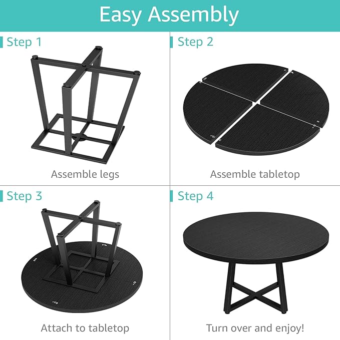 Black Round Dining Table for 6 - Image 8