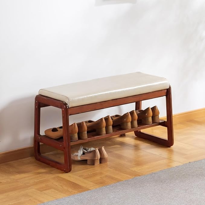 Shoe Rack Bench, Solid Wood Entryway Bench, Shoe Storage by ABAMFUR