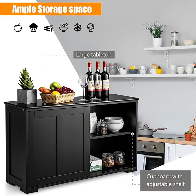Costzon Sideboard Buffet Cabinet, Wooden Kitchen Storage Cabinet - Image 7