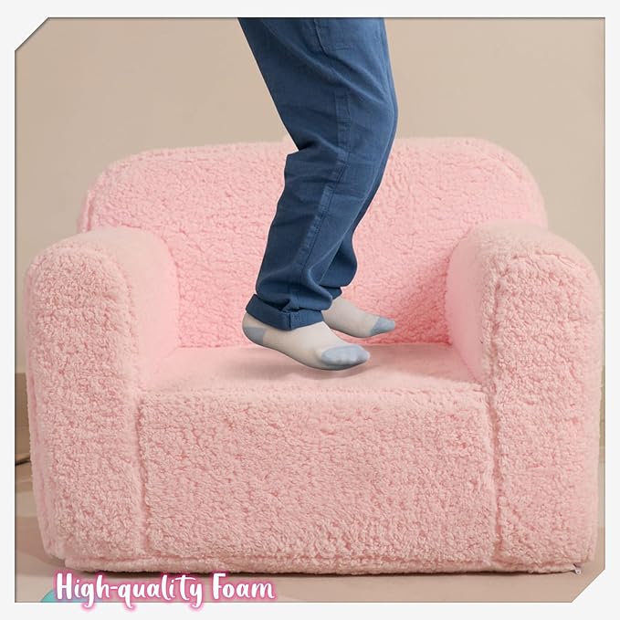 Kids Snuggly-Soft Sherpa Chair, Cuddly Toddler Foam Chair - Image 6