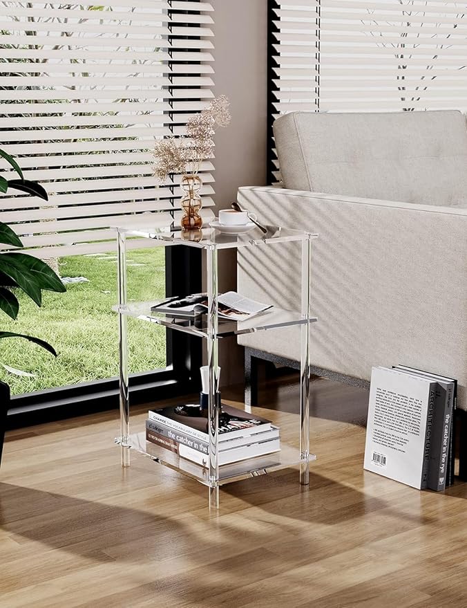 Acrylic Side Table Clear 3-Tier End Table - Image 9