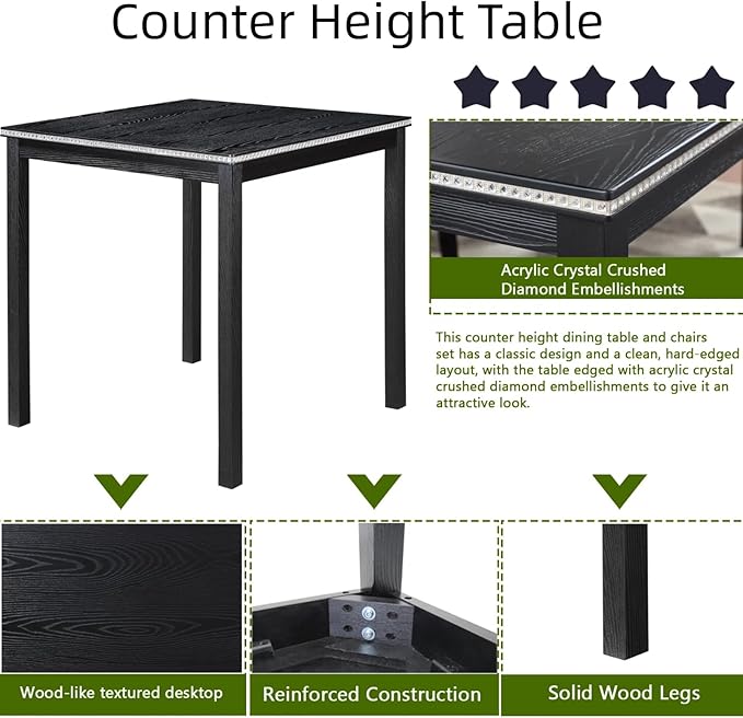 Dining Table Set for 4, 5-Piece Dining Room Table Set - Image 2