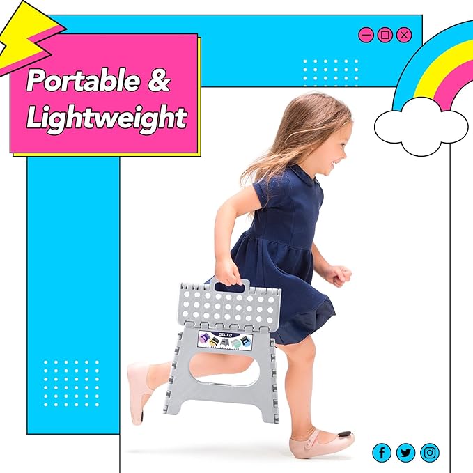 Delxo Folding Step Stool, 11 inch Non-Slip Foldable Stools Up to 300 LBS - Image 6