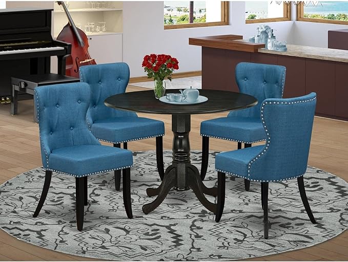 East West Furniture DLSI5-ABK-21 5 Piece Kitchen Table & Chairs Set Includes a - Image 6